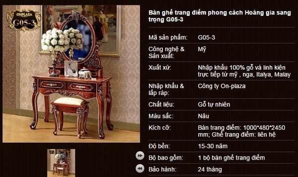 Bộ bàn ghế trang điểm phong cách hiện đại châu âu giá rẻ nổi bật G05-3