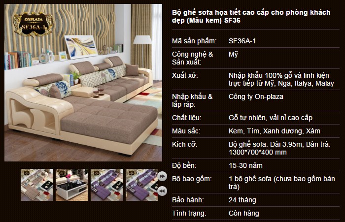 Bộ ghế sofa giá rẻ màu kem SF36A